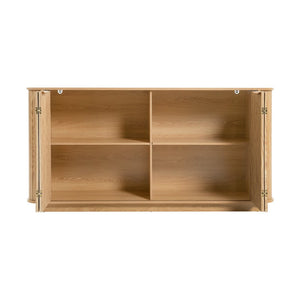 English Elm 63"wavy Sculptural Matte Sideboard with Wave Front Doors and Adjustable Interior Shelving W757P330675