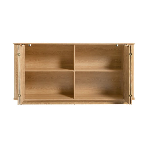 English Elm 63"wavy Sculptural Matte Sideboard with Wave Front Doors and Adjustable Interior Shelving W757P330675