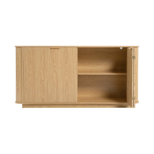 English Elm 63"wavy Sculptural Matte Sideboard with Wave Front Doors and Adjustable Interior Shelving W757P330675