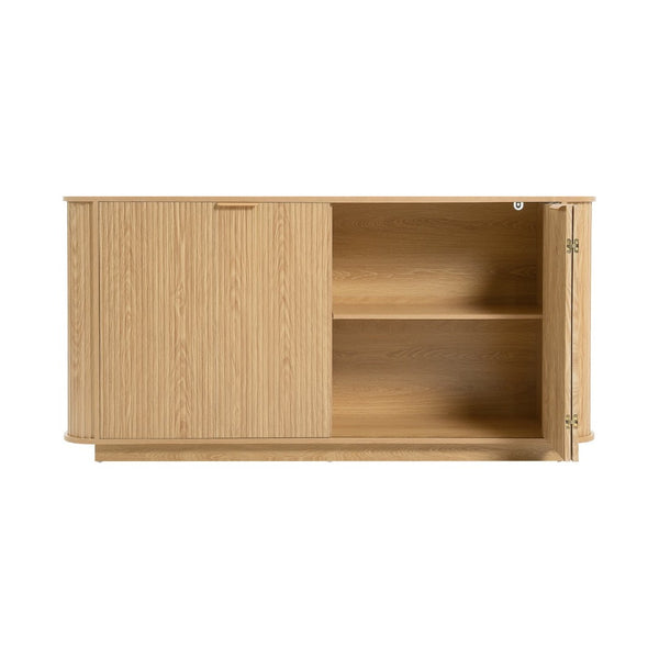 English Elm 63"wavy Sculptural Matte Sideboard with Wave Front Doors and Adjustable Interior Shelving W757P330675