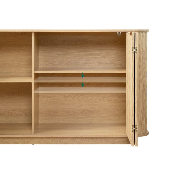 English Elm 63"wavy Sculptural Matte Sideboard with Wave Front Doors and Adjustable Interior Shelving W757P330675