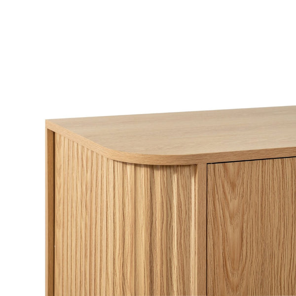 English Elm 63"wavy Sculptural Matte Sideboard with Wave Front Doors and Adjustable Interior Shelving W757P330675
