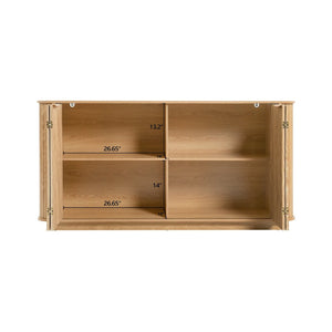 English Elm 63"wavy Sculptural Matte Sideboard with Wave Front Doors and Adjustable Interior Shelving W757P330675