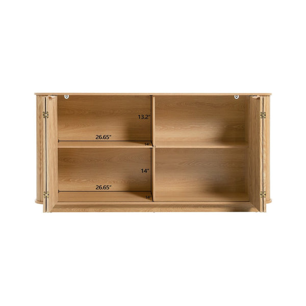 English Elm 63"wavy Sculptural Matte Sideboard with Wave Front Doors and Adjustable Interior Shelving W757P330675