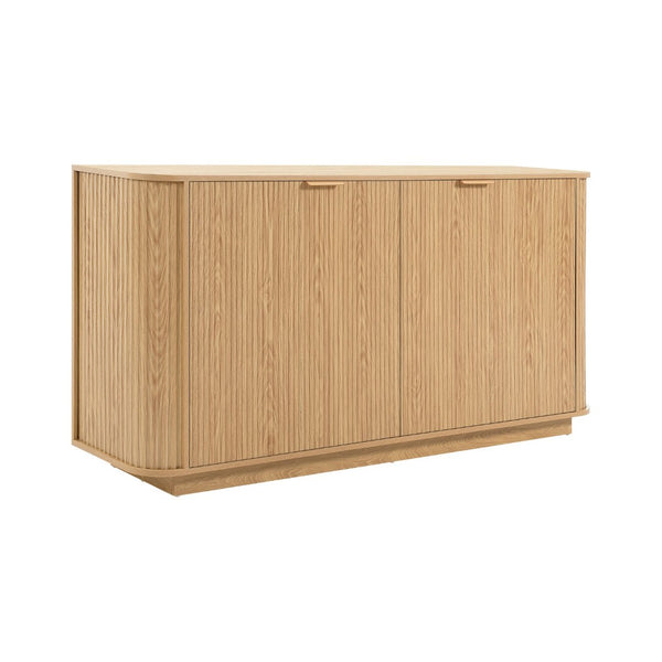 English Elm 63"wavy Sculptural Matte Sideboard with Wave Front Doors and Adjustable Interior Shelving W757P330675