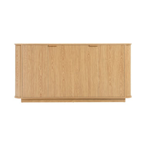 English Elm 63"wavy Sculptural Matte Sideboard with Wave Front Doors and Adjustable Interior Shelving W757P330675