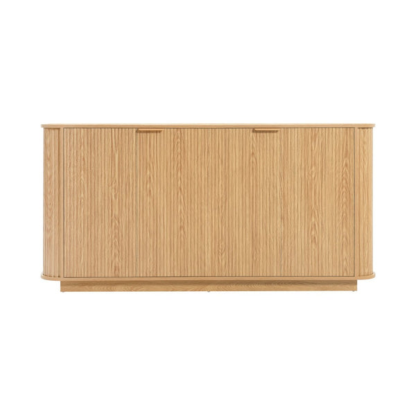 English Elm 63"wavy Sculptural Matte Sideboard with Wave Front Doors and Adjustable Interior Shelving W757P330675