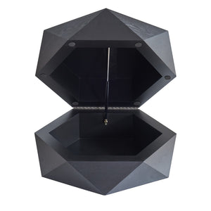 English Elm 36.61'' Polygon Drum Coffee Table Retro Geometric Flip Top Hidden Storage Wood Veneer Black W757P347497