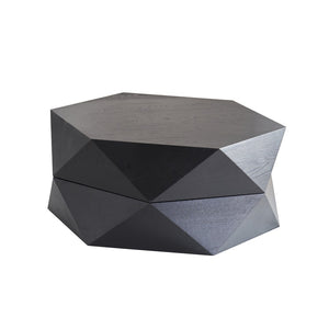 English Elm 36.61'' Polygon Drum Coffee Table Retro Geometric Flip Top Hidden Storage Wood Veneer Black W757P347497