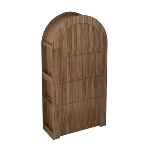 English Elm 78.74" Arched Four-tier Open Bookcase Mid-century Wood-grain Finish for Living Spaces Brown W757P367145