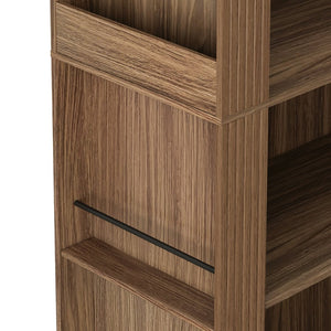 English Elm 78.74" Arched Four-tier Open Bookcase Mid-century Wood-grain Finish for Living Spaces Brown W757P367145