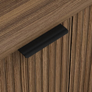 English Elm 63"wavy Sculptural Matte Sideboard with Wave Front Doors and Adjustable Interior Shelving Brown W757P395623