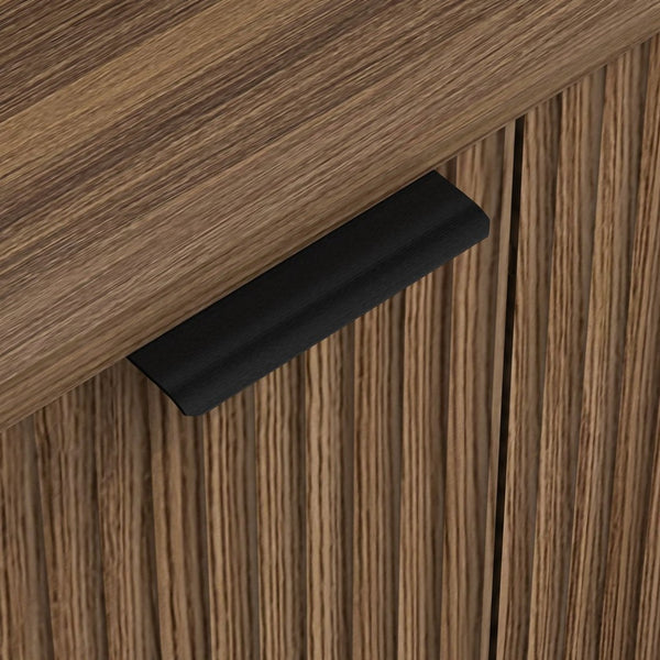 English Elm 63"wavy Sculptural Matte Sideboard with Wave Front Doors and Adjustable Interior Shelving Brown W757P395623