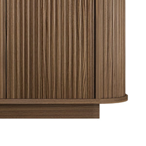 English Elm 63"wavy Sculptural Matte Sideboard with Wave Front Doors and Adjustable Interior Shelving Brown W757P395623