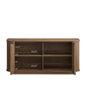 English Elm 63"wavy Sculptural Matte Sideboard with Wave Front Doors and Adjustable Interior Shelving Brown W757P395623