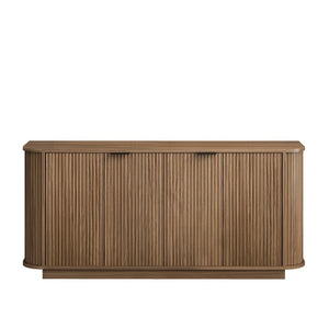 English Elm 63"wavy Sculptural Matte Sideboard with Wave Front Doors and Adjustable Interior Shelving Brown W757P395623