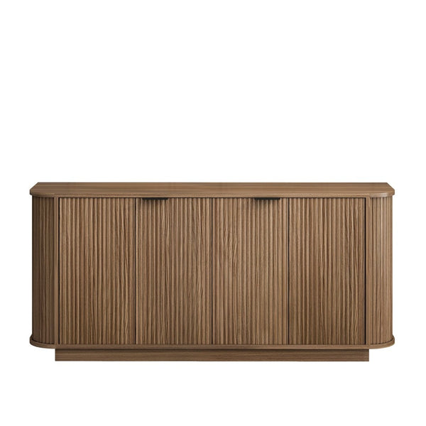 English Elm 63"wavy Sculptural Matte Sideboard with Wave Front Doors and Adjustable Interior Shelving Brown W757P395623