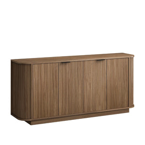 English Elm 63"wavy Sculptural Matte Sideboard with Wave Front Doors and Adjustable Interior Shelving Brown W757P395623
