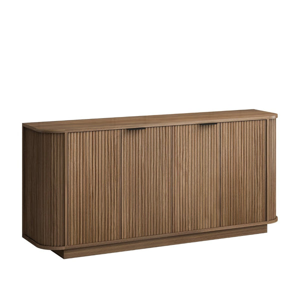 English Elm 63"wavy Sculptural Matte Sideboard with Wave Front Doors and Adjustable Interior Shelving Brown W757P395623
