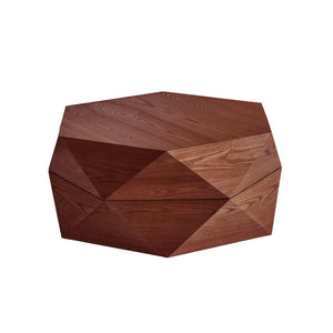 English Elm 36.61'' Polygon Drum Coffee Table Retro Geometric Flip Top Hidden Storage Wood Veneer Reddish Brown W757P403830