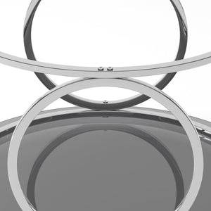 English Elm 31.5"modern Round Tempered Glass Coffee Table Chrome Sculptural Base for Living Room W757P412797