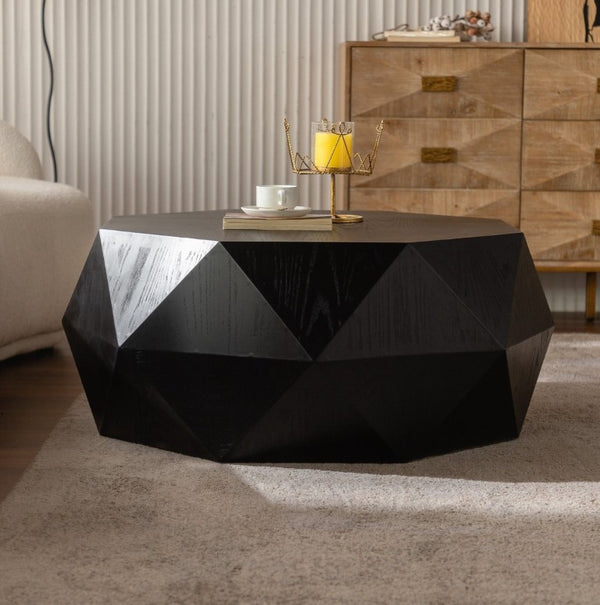 English Elm 38Three-Dimensional Embossed Relief Coffee Table Rustic Retro Solid Wood Living Room W757P457332