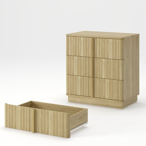 English Elm 25.39Vertical Stripe 3 Drawer Nightstand Set Retro Wood Grain Bedroom Storage Pair W757P467271
