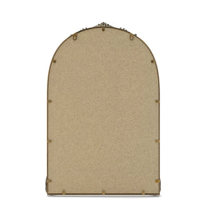 English Elm 37"arch Antique Gold Iron Frame Arched Wall Mirror with Carved Relief for Bedroom W757P483996