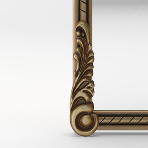 English Elm 37"arch Antique Gold Iron Frame Arched Wall Mirror with Carved Relief for Bedroom W757P483996