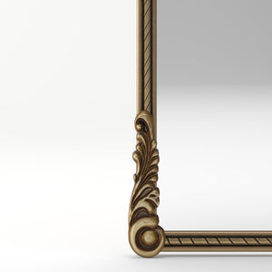 English Elm 73.03"arch Oval Iron Frame Wall Mirror Antique Gold Relief for Bedroom or Entryway W757P484022