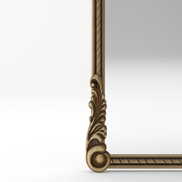 English Elm 73.03"arch Oval Iron Frame Wall Mirror Antique Gold Relief for Bedroom or Entryway W757P484022