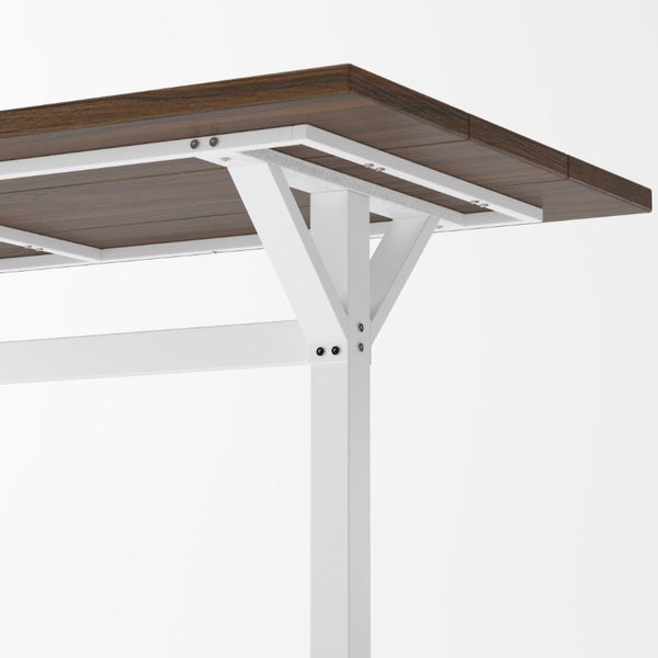 English Elm 59Bar Height Pub Table Walnut MDF Top White Metal Frame for Kitchen Dining W757P506703