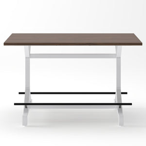 English Elm 59Bar Height Pub Table Walnut MDF Top White Metal Frame for Kitchen Dining W757P506703