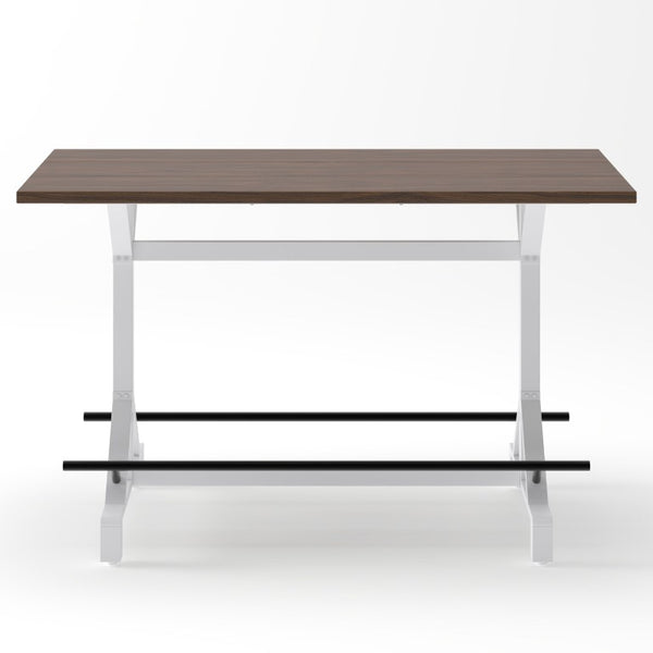 English Elm 59Bar Height Pub Table Walnut MDF Top White Metal Frame for Kitchen Dining W757P506703