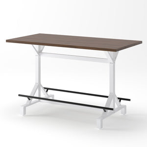 English Elm 59Bar Height Pub Table Walnut MDF Top White Metal Frame for Kitchen Dining W757P506703