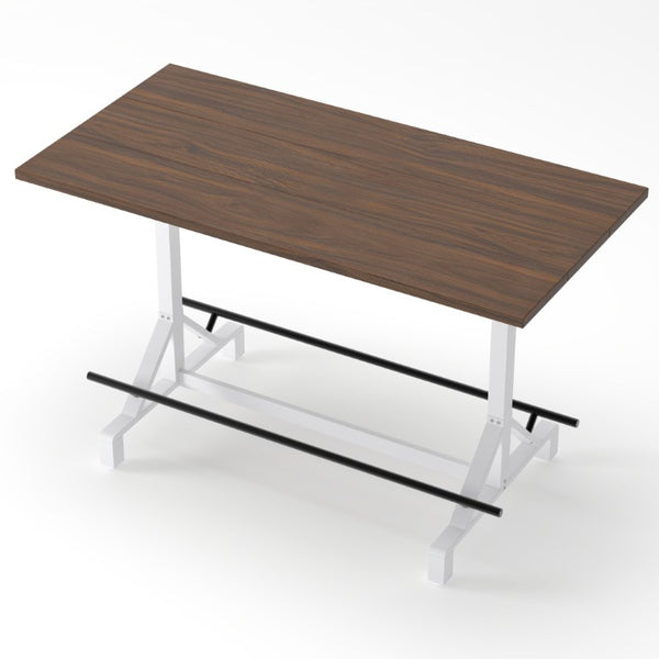 English Elm 59Bar Height Pub Table Walnut MDF Top White Metal Frame for Kitchen Dining W757P506703