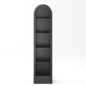 English Elm 67H Arched Five Tier Bookcase Mid Century Matte Freestanding Display Shelf for Any Room Black W757P506857