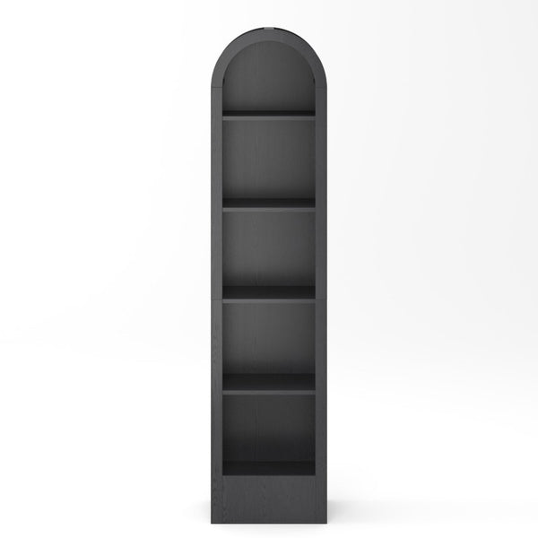 English Elm 67H Arched Five Tier Bookcase Mid Century Matte Freestanding Display Shelf for Any Room Black W757P506857