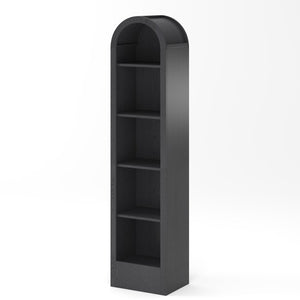 English Elm 67H Arched Five Tier Bookcase Mid Century Matte Freestanding Display Shelf for Any Room Black W757P506857