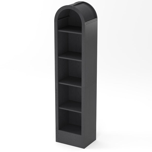 English Elm 67H Arched Five Tier Bookcase Mid Century Matte Freestanding Display Shelf for Any Room Black W757P506857