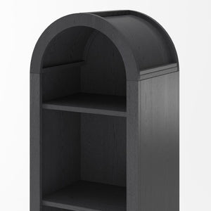 English Elm 67H Arched Five Tier Bookcase Mid Century Matte Freestanding Display Shelf for Any Room Black W757P506857