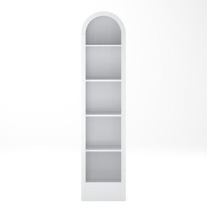 English Elm 67H Arched Five Tier Bookcase Mid Century Matte Freestanding Display Shelf for Any Room White W757P506860