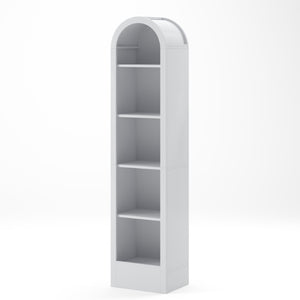 English Elm 67H Arched Five Tier Bookcase Mid Century Matte Freestanding Display Shelf for Any Room White W757P506860
