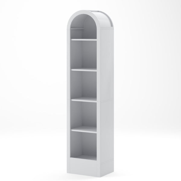 English Elm 67H Arched Five Tier Bookcase Mid Century Matte Freestanding Display Shelf for Any Room White W757P506860