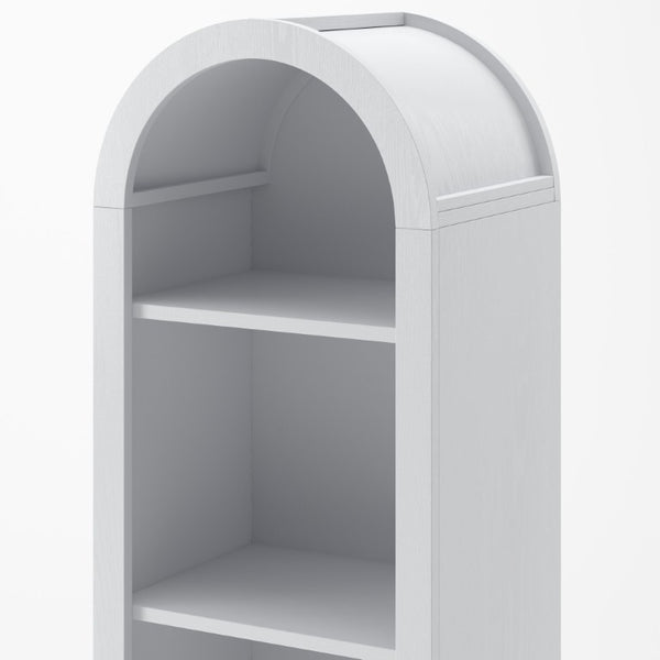English Elm 67H Arched Five Tier Bookcase Mid Century Matte Freestanding Display Shelf for Any Room White W757P506860