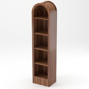 English Elm 67H Arched Five Tier Walnut Bookcase Mid Century Open Display for Living Room W757P506863