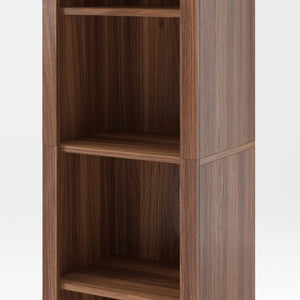 English Elm 67H Arched Five Tier Walnut Bookcase Mid Century Open Display for Living Room W757P506863