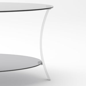 English Elm 43.3Modern Oval Tempered Glass Coffee Table Dual Tier Silver Iron Frame Living Room W757P509983