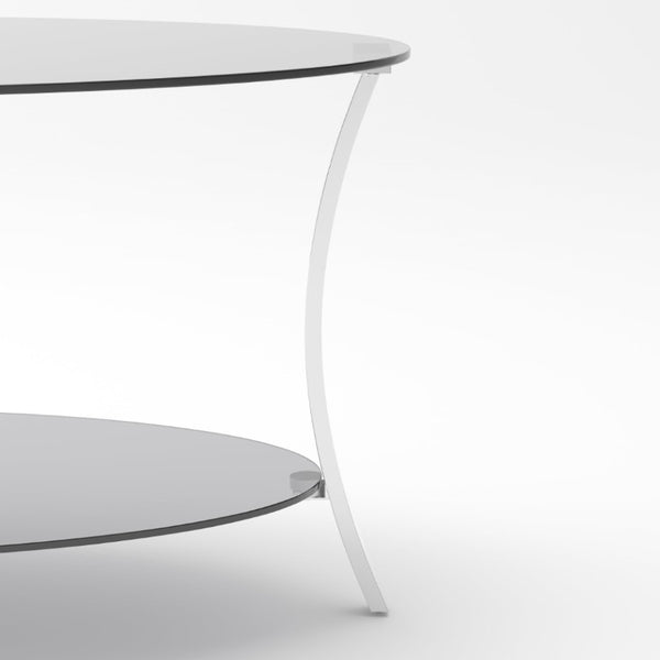 English Elm 43.3Modern Oval Tempered Glass Coffee Table Dual Tier Silver Iron Frame Living Room W757P509983