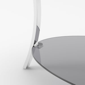 English Elm 43.3Modern Oval Tempered Glass Coffee Table Dual Tier Silver Iron Frame Living Room W757P509983